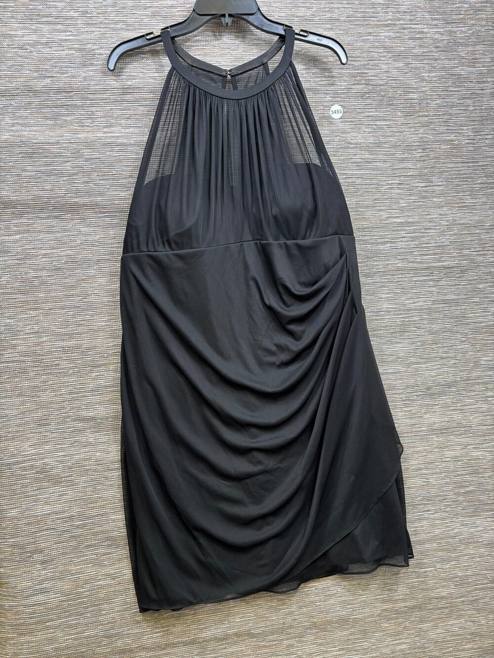 David's Bridal Dress Womens 22 Black Halter Chiffon Ruched Sheath Knee Length